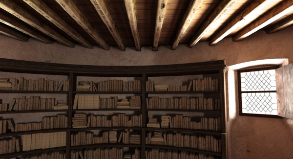 Image de la restitution 3D de la librairie de Montaigne (Site MONLOE, MONtaigne à l'Œuvre)